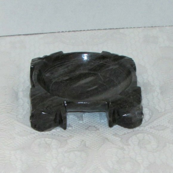 Vintage Carved Stone or Marble Alabaster Ashtray Soap Dish Trinket Holder - Picture 6 of 12